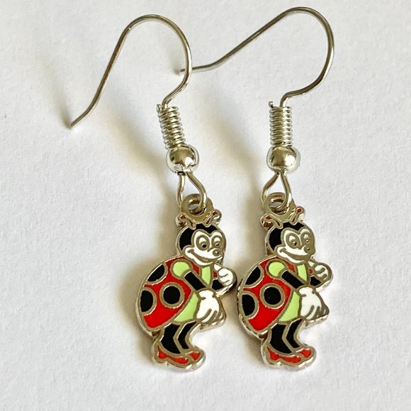 Vintage Disney Francis Ladybug Earrings It's a Bugs Life Charm Dangle Enamel - Picture 5 of 9